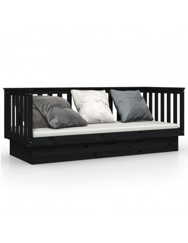 Dormeuse Nera 75x190 cm in Legno Massello di Pino