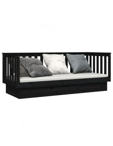 Dormeuse Nera 75x190 cm in Legno Massello di Pino