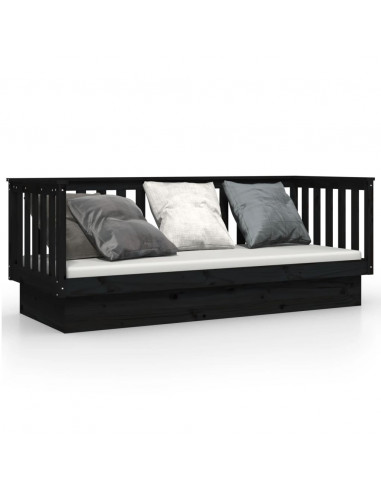Dormeuse Nera 90x190 cm in Legno Massello di Pino
