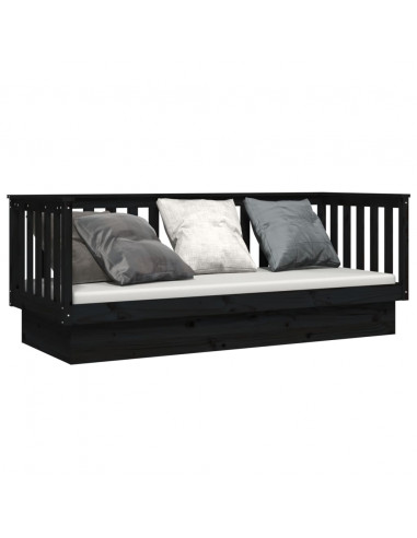 Dormeuse Nera 90x190 cm in Legno Massello di Pino