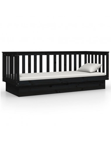 Dormeuse Nera 90x190 cm in Legno Massello di Pino