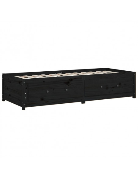 Dormeuse Nera 75x190cm Small Single Legno Massello di Pino