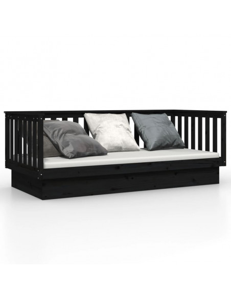 Dormeuse Nera 80x200 cm in Legno Massello di Pino