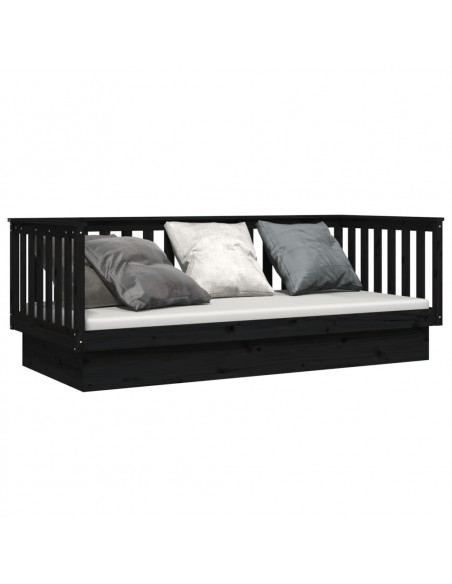 Dormeuse Nera 80x200 cm in Legno Massello di Pino