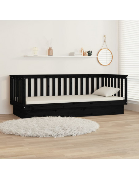 Dormeuse Nera 80x200 cm in Legno Massello di Pino