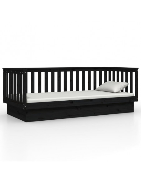 Dormeuse Nera 80x200 cm in Legno Massello di Pino