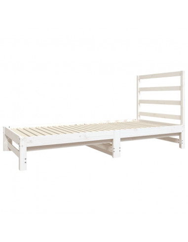 Dormeuse Estraibile Bianca 2x(90x190) cm Legno Massello di Pino