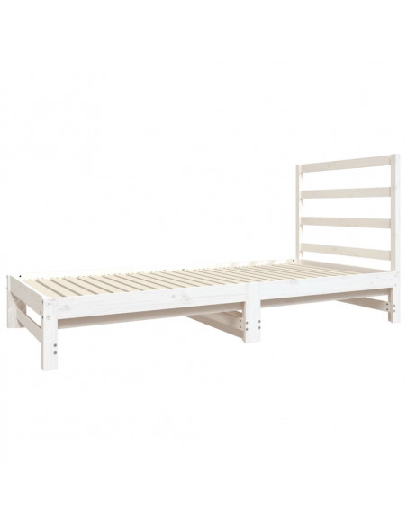 Dormeuse Estraibile Bianca 2x(90x190) cm Legno Massello di Pino