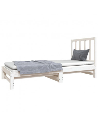 Dormeuse Estraibile Bianca 2x(90x190) cm Legno Massello di Pino
