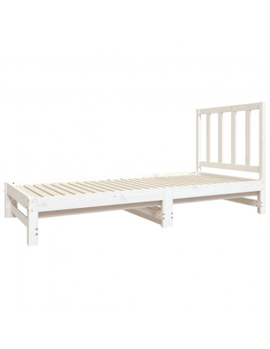 Dormeuse Estraibile Bianca 2x(90x190) cm Legno Massello di Pino