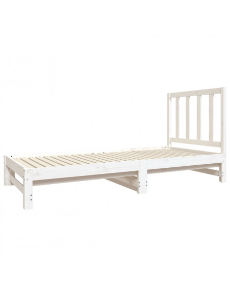 Dormeuse Estraibile Bianca 2x(90x190) cm Legno Massello di Pino