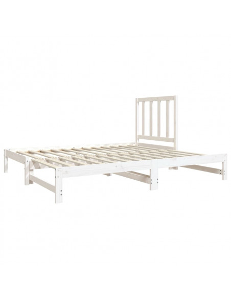 Dormeuse Estraibile Bianca 2x(90x190) cm Legno Massello di Pino