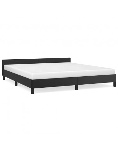 Giroletto con Testiera Nero 180x200 cm in Similpelle