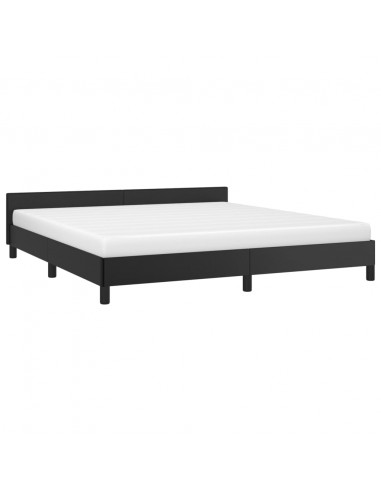 Giroletto con Testiera Nero 180x200 cm in Similpelle