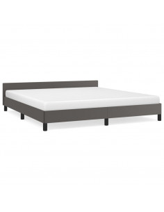 Giroletto con Testiera Grigio 180x200 cm in Similpelle 2