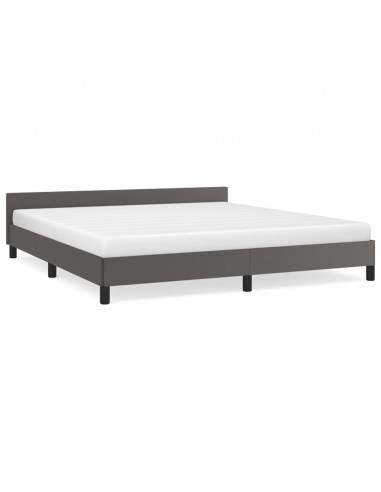 Giroletto con Testiera Grigio 180x200 cm in Similpelle