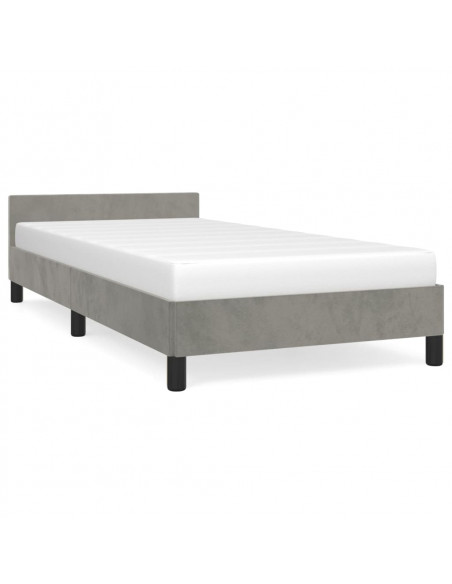 Giroletto con Testiera Grigio Chiaro 90x200 cm in Velluto