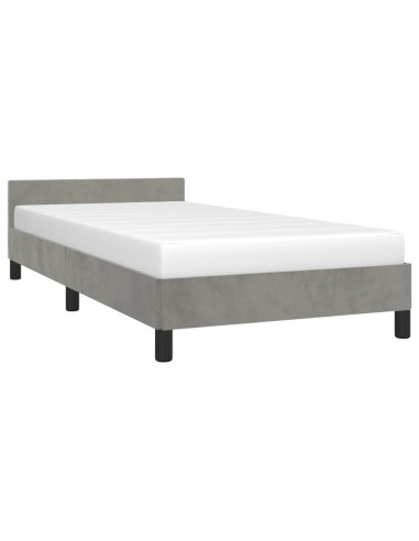 Giroletto con Testiera Grigio Chiaro 90x200 cm in Velluto