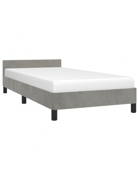 Giroletto con Testiera Grigio Chiaro 90x200 cm in Velluto