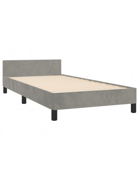 Giroletto con Testiera Grigio Chiaro 90x200 cm in Velluto