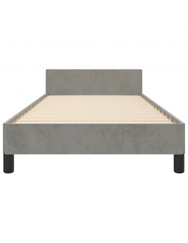 Giroletto con Testiera Grigio Chiaro 90x200 cm in Velluto