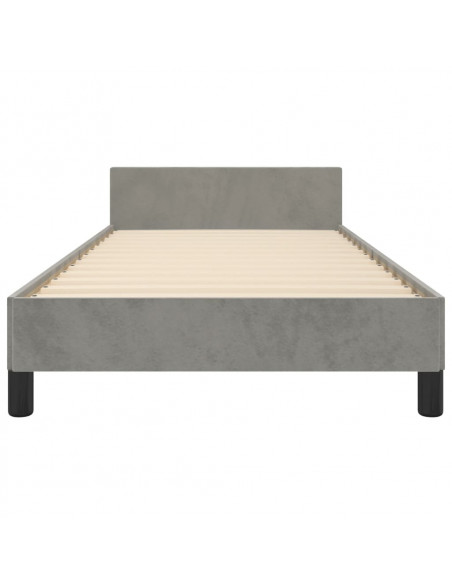 Giroletto con Testiera Grigio Chiaro 90x200 cm in Velluto