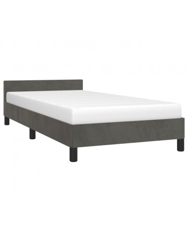 Giroletto con Testiera Grigio Scuro 90x200 cm in Velluto