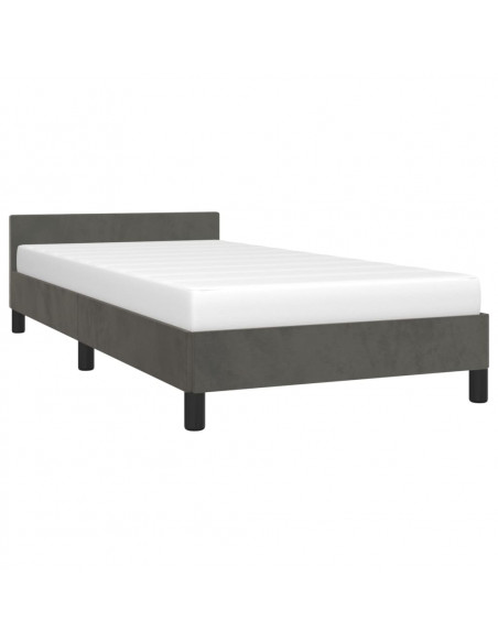 Giroletto con Testiera Grigio Scuro 90x200 cm in Velluto