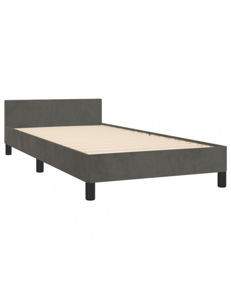 Giroletto con Testiera Grigio Scuro 90x200 cm in Velluto