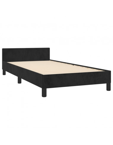 Giroletto con Testiera Nero 90x200 cm in Velluto