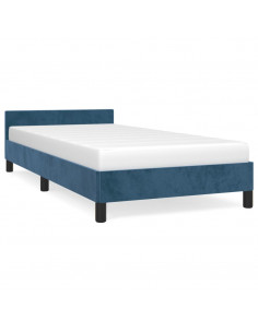 Giroletto con Testiera Blu Scuro 90x200 cm in Velluto 2