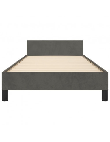 Giroletto con Testiera Grigio Scuro 100x200 cm in Velluto