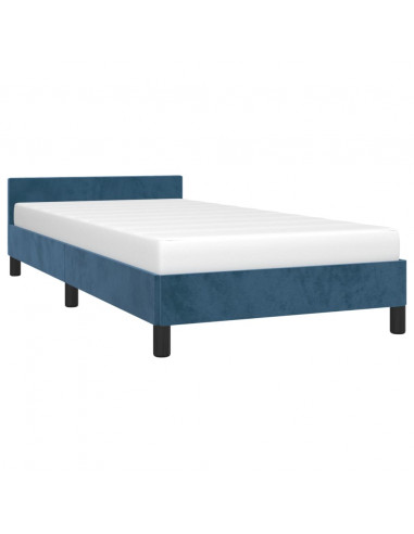 Giroletto con Testiera Blu Scuro 100x200 cm in Velluto