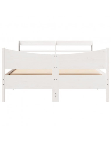 Giroletto con Testiera Bianco 140x200 cm Legno Massello di Pino