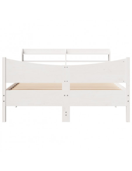 Giroletto con Testiera Bianco 140x200 cm Legno Massello di Pino