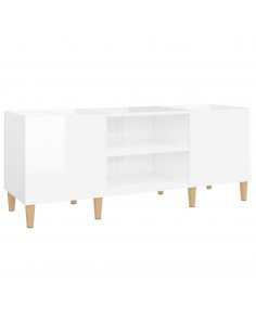 Mobile Porta Dischi Bianco Lucido 121x38x48cm Legno Multistrato 2