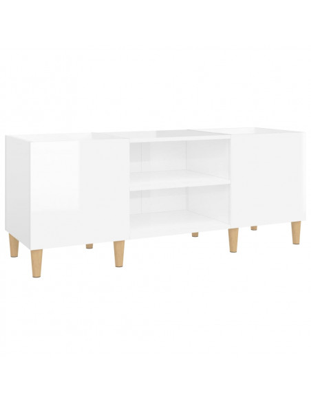 Mobile Porta Dischi Bianco Lucido 121x38x48cm Legno Multistrato