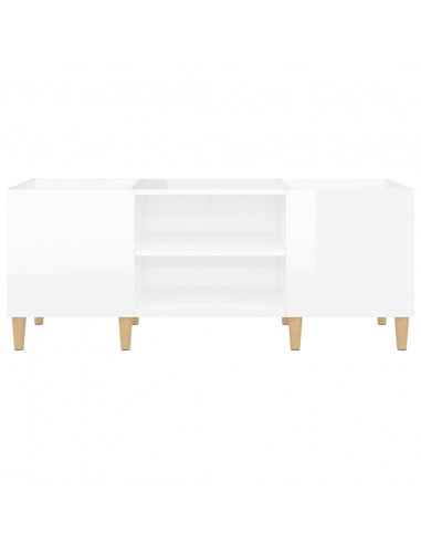 Mobile Porta Dischi Bianco Lucido 121x38x48cm Legno Multistrato