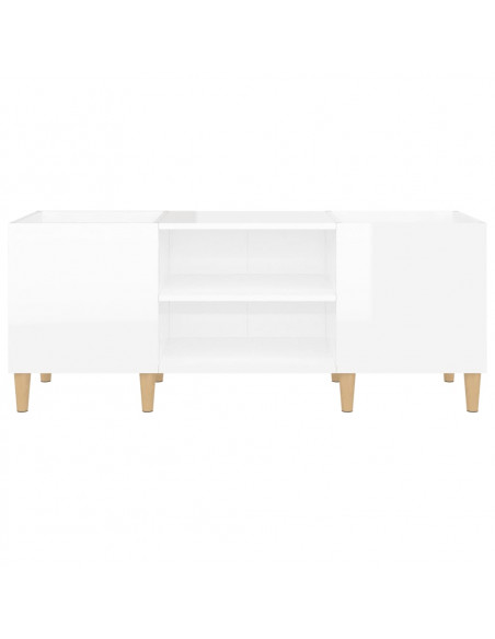 Mobile Porta Dischi Bianco Lucido 121x38x48cm Legno Multistrato