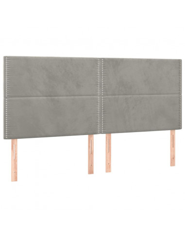 Giroletto con Testiera Grigio Chiaro 200x200 cm in Velluto