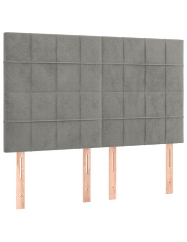 Giroletto con Testiera Grigio Chiaro 140x200 cm in Velluto