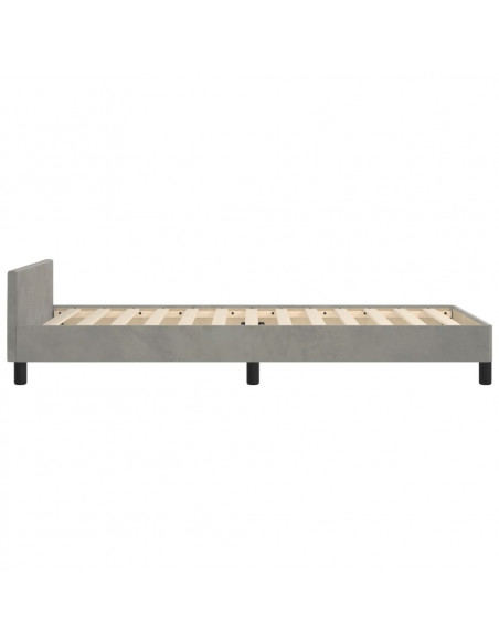 Giroletto con Testiera Grigio Chiaro 80x200 cm in Velluto