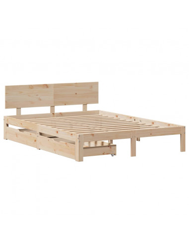 Giroletto con Cassetti 135x190 cm in Legno Massello di Pino