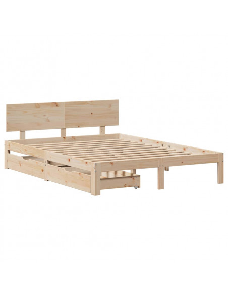 Giroletto con Cassetti 135x190 cm in Legno Massello di Pino