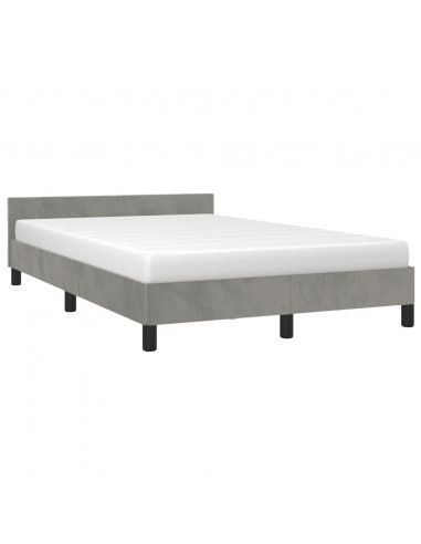 Giroletto con Testiera Grigio Chiaro 120x200 cm in Velluto