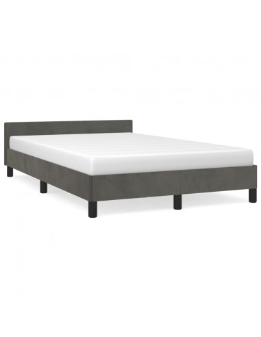 Giroletto con Testiera Grigio Scuro 120x200 cm in Velluto