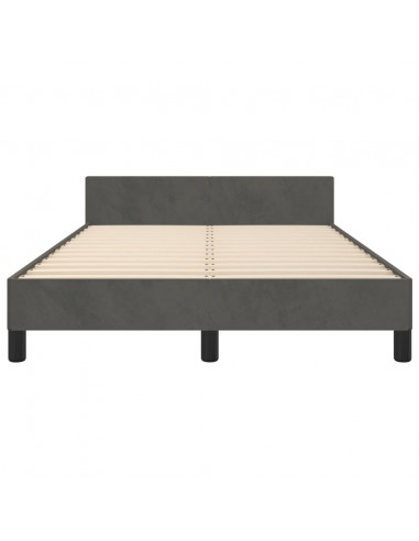 Giroletto con Testiera Grigio Scuro 120x200 cm in Velluto