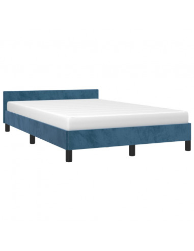 Giroletto con Testiera Blu Scuro 120x200 cm in Velluto