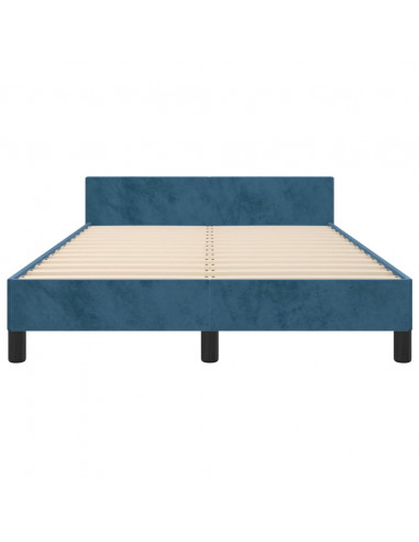 Giroletto con Testiera Blu Scuro 120x200 cm in Velluto