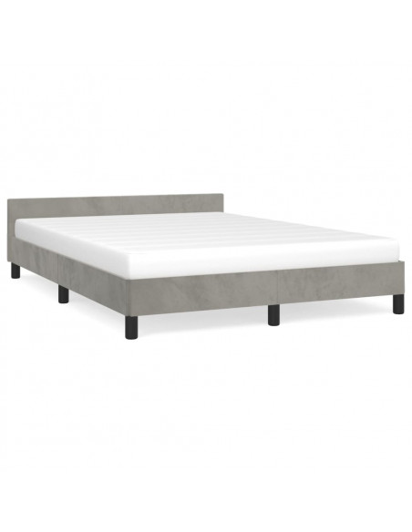 Giroletto con Testiera Grigio Chiaro 140x190 cm in Velluto